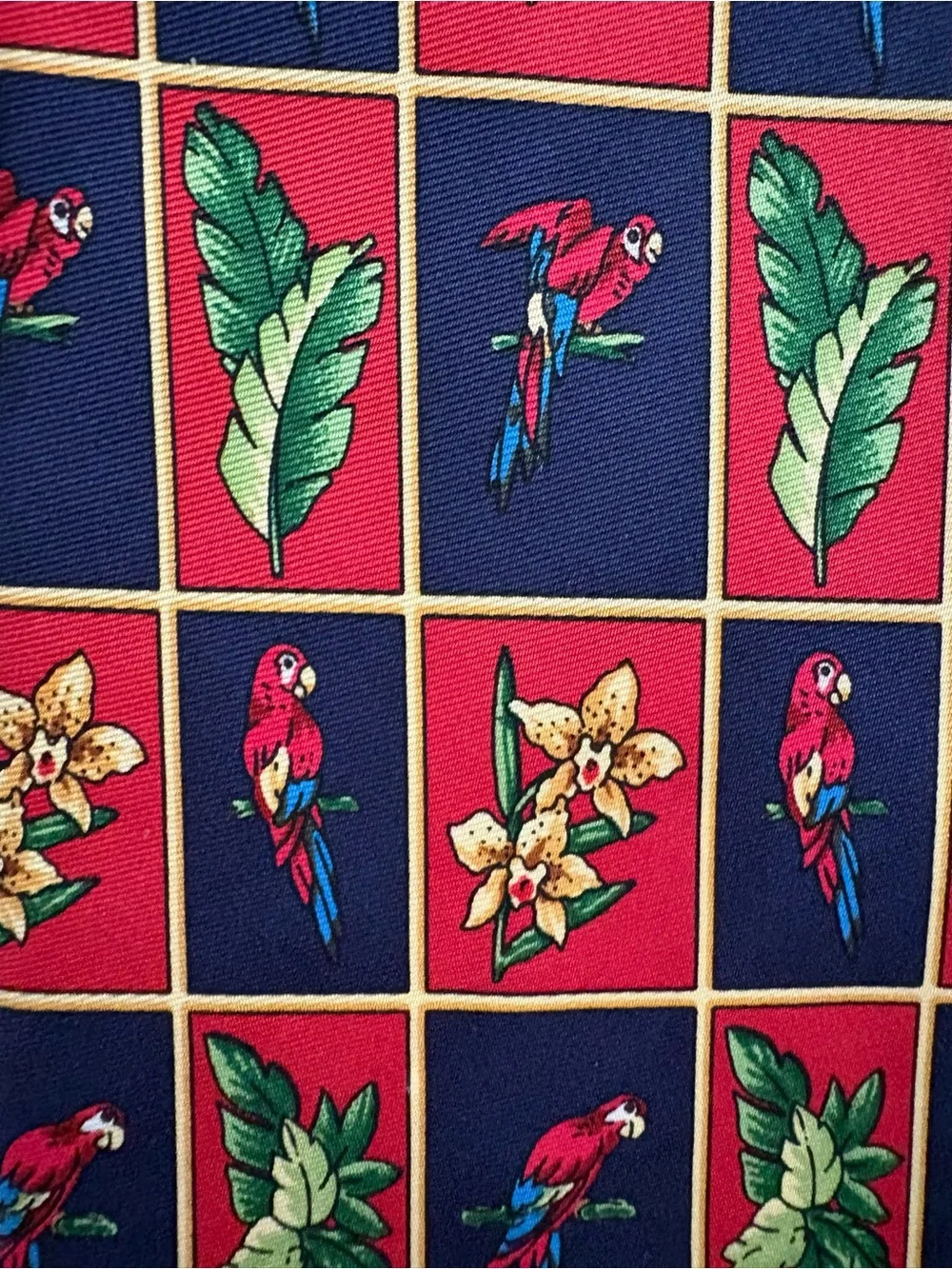 Tropical / Parrot Print Silk Tie/ Made in Italy 🇮🇹